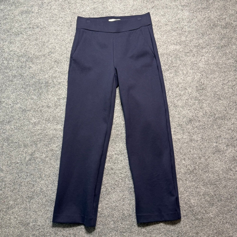 LOFT Ponte Knit Pants XSP Navy Blue Straight Leg Pull On Stretch Office Trousers